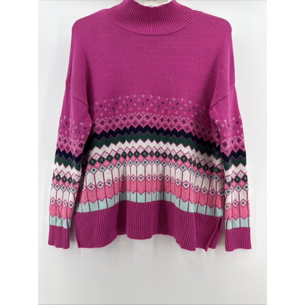 Ski sweater pink Bright colors Cozy S Gorgeous pattern Crown & Ivy